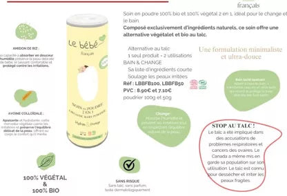 Soin en poudre 2 en 1 BIO Le bébé Français - 100 g