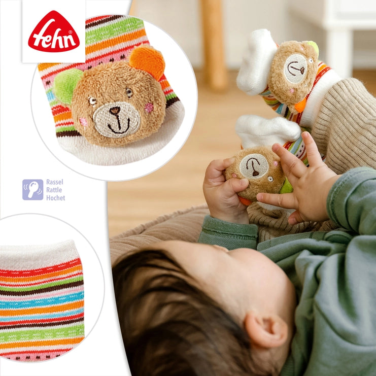Chaussettes hochet ours - jouet éducatif de 0 à 12 mois