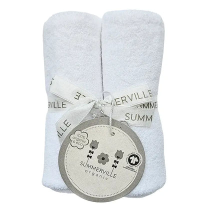 Lot de 2 serviettes de soin biologiques pour bébé, blanches