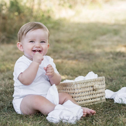 Lot de 5 carrés de lavage bébé en coton bio blanc