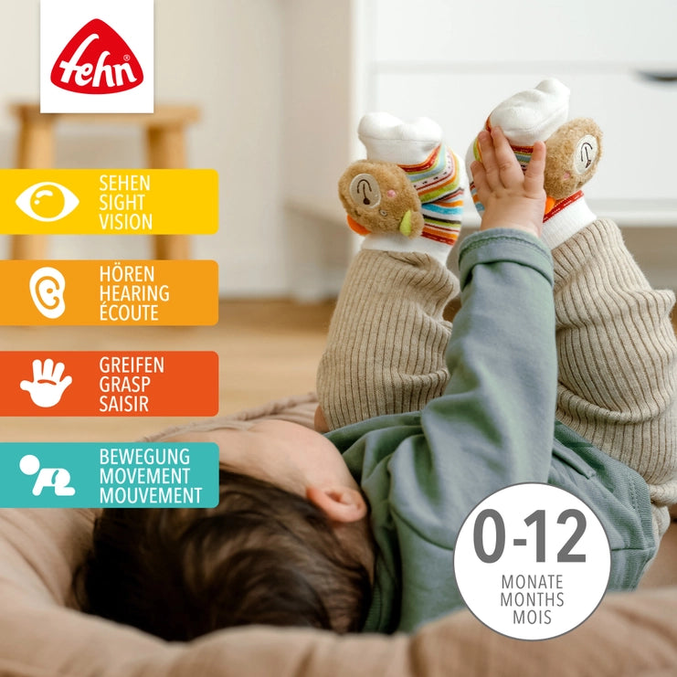 Chaussettes hochet ours - jouet éducatif de 0 à 12 mois